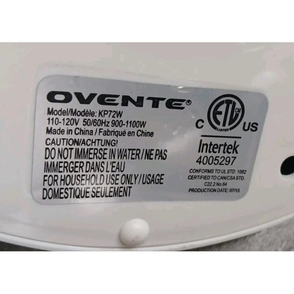 Ovente Electric Kettle KP72W 1.7L Replacement Pot‎ Only NO BASE